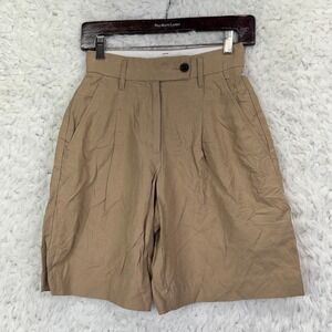 Wilfred Aritzia Shorts 00 Tan High Waisted Pleated Linen Blend Minimalist 77490